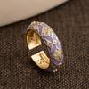 Open Finger Design Zircon Engagement Ring Copper Wedding Jewelry Enamel Floral Ring  Casual Wear