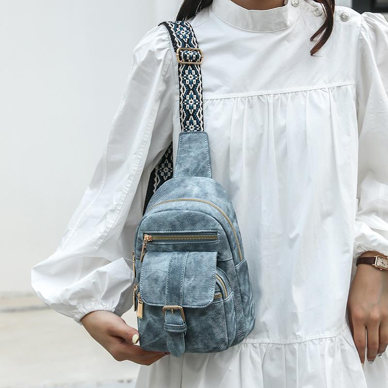 Нагрудная сумка Женская мягкая кожаная сумка через плечо Сумка на плечо