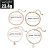 Punk Style Hollow Letter Pendant Anklet, Diamond-Encrusted Butterfly Tassel Pendant 4-Piece Anklet Set