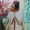 Camera On Brown Tripod  Decorative  Home Office Accent Piece