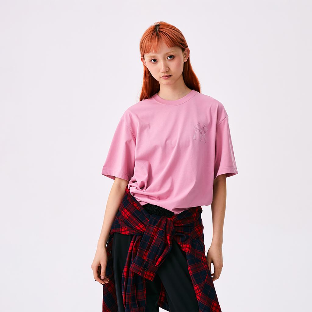 Новая коллекция MLB MONOGRAM Футболка New York Yankees SS25 Унисекс Розовый 3ATSM0953-50PKP