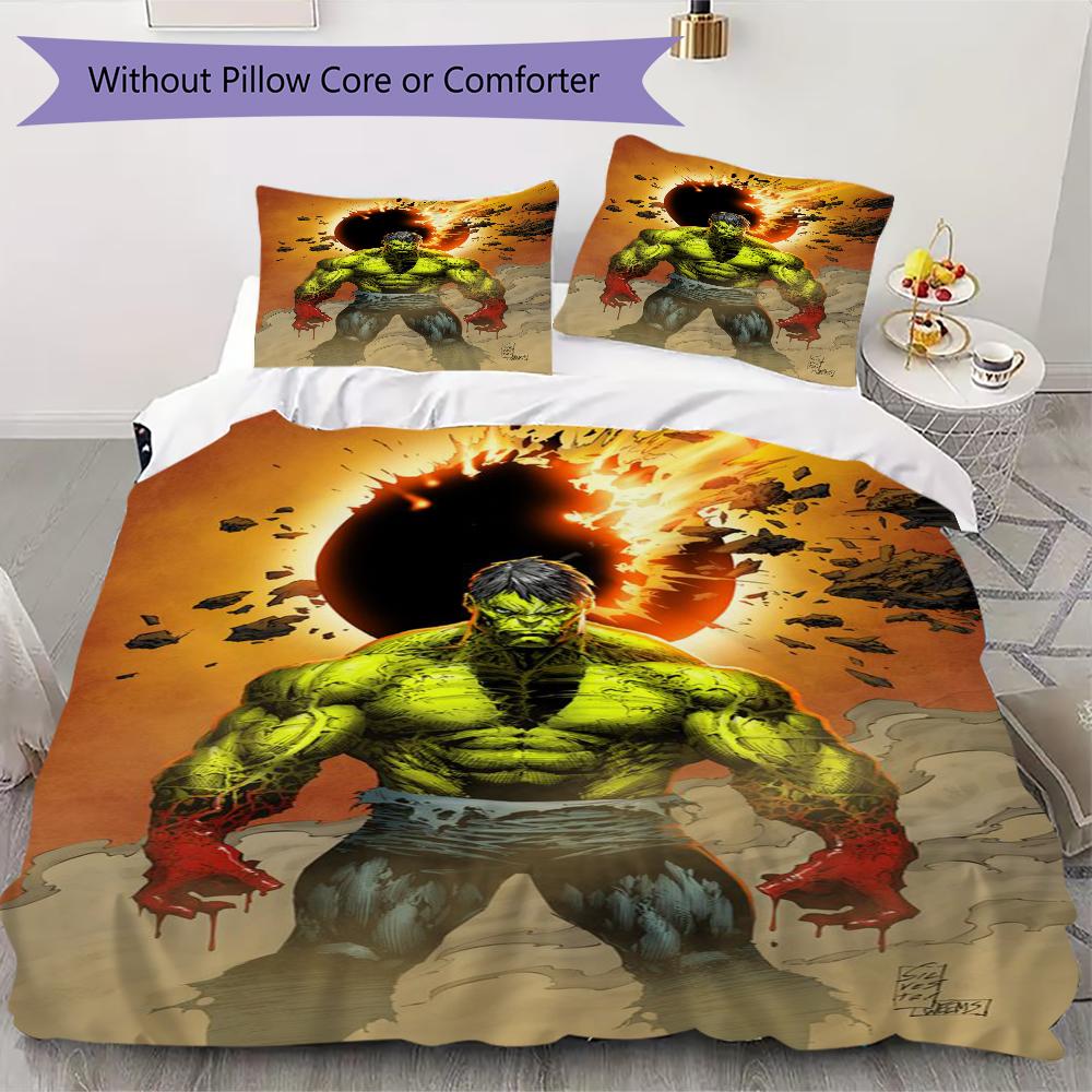 Hulk Superhero Comic Battle Bedding 1 Duvet Cover 2 Pillowcase Without Core Without Core Bedding Set Soft And Comfortable