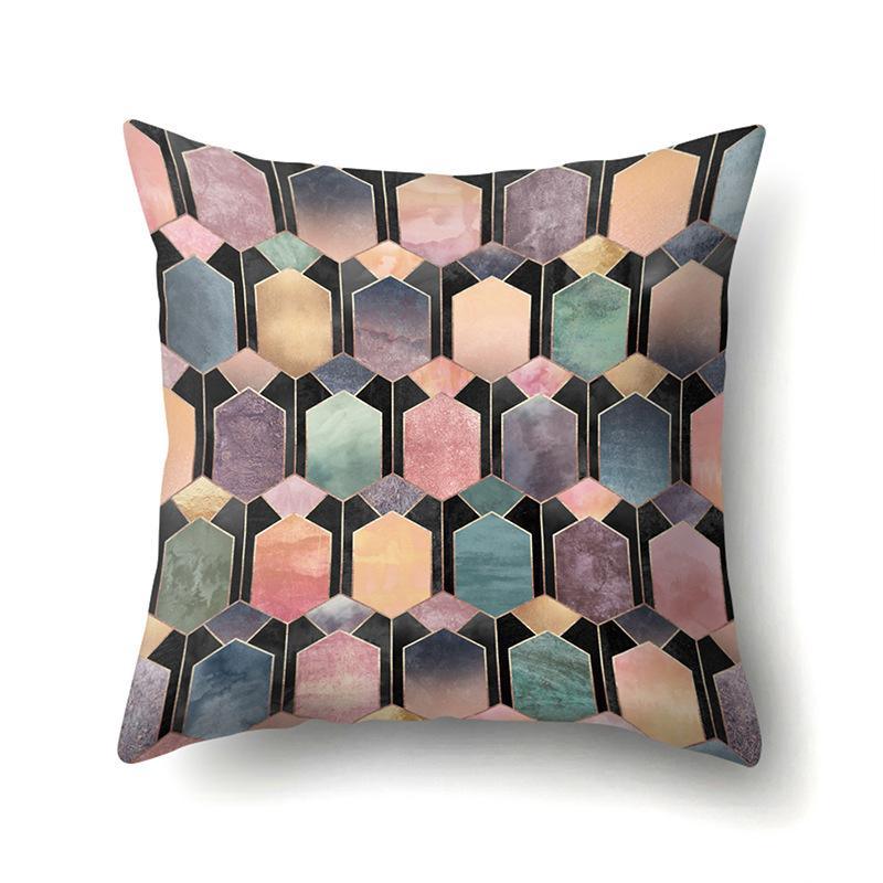 Ins Marble Polyester Pillowcase Car Decoration Home Printed Car Waist Cushion Pillowcase Pillowcase Car Decoration