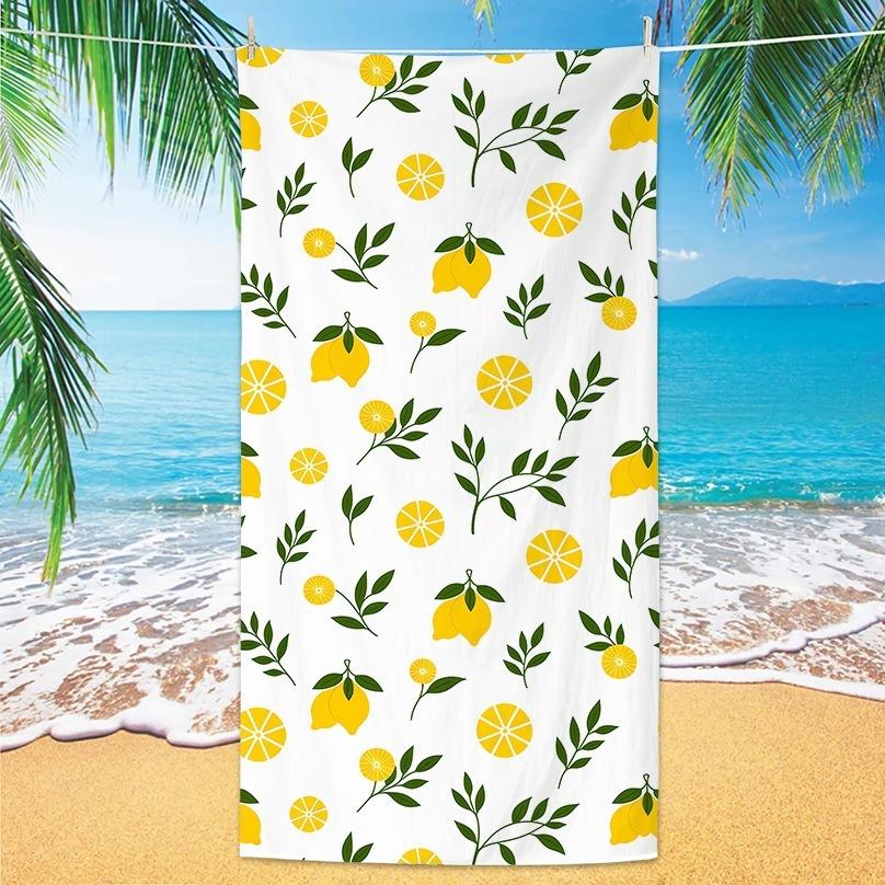 Italian Vibe Lemon Microfiber Beach Towel Oversized La Dolce Vita Blue Stripes Bath Towel Extra Large Sand Free Blanket