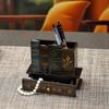 European Retro Wooden Pen Holder Ornament for Creative Study or Office Decor