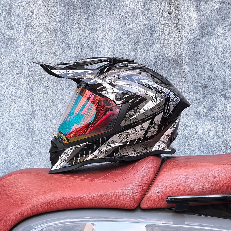 LVS Взрослый шлем для мотокросса фулфейс кросс-шлем с 800 внедорожными шлемами, сертификация DOT, двойной визор, в комплекте