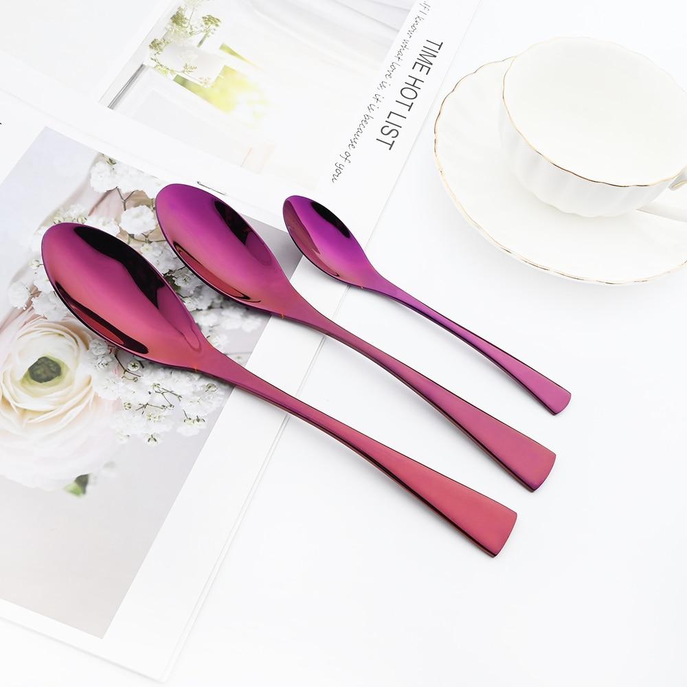 Фиолетовый столовая посуда из нержавеющей стали 304, зеркало, роскошные столовые приборы, нож, вилка, ложка, посуда, западная еда, ресторан, можно мыть в посудомоечной машине