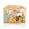 Hallisun DIY Miniature House Plastic Dollhouse with Furniture Toy Dollhouse with USB Dustproof Cover and 3D Craft Assembly Toy for Kids Ages and