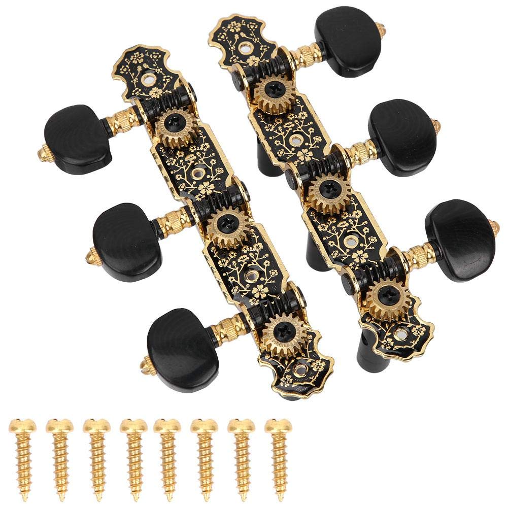 Alomejor 3-Pair Classical Guitar Tuning Pegs, Rust-Resistant, Easy To Use, with Fixing Screws, Guitar Machine Head Replacement for Decoration
