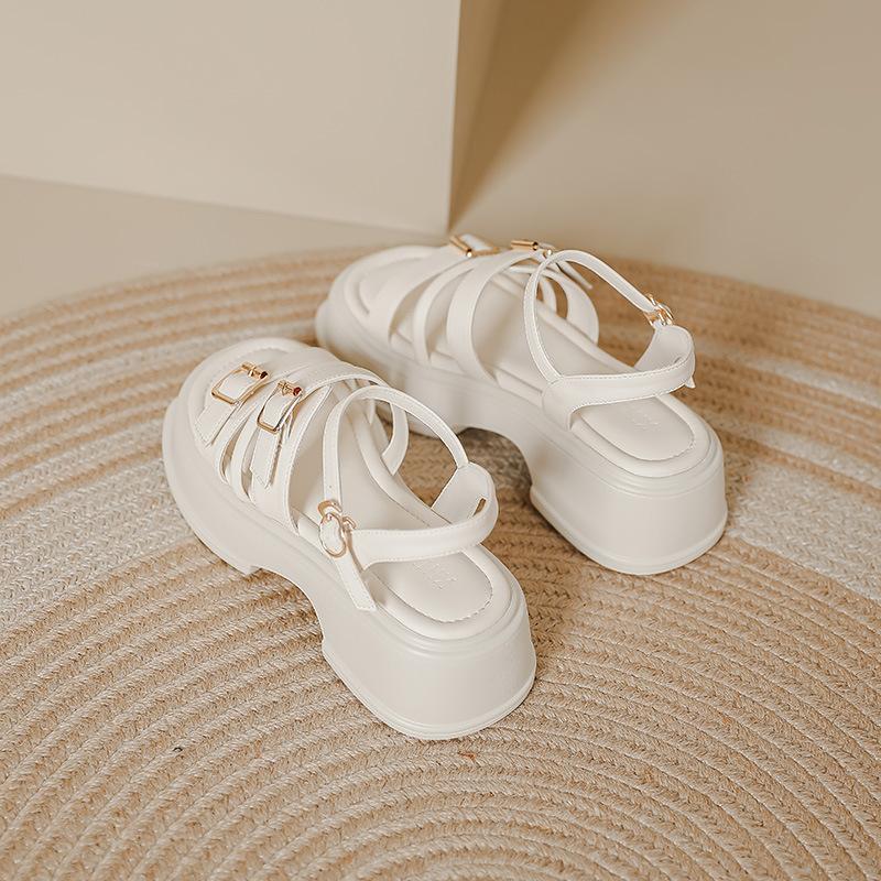 Женские босоножки на платформе весна и лето новые полоски на одно слово римские туфли мягкая подошва корейская версия римские туфли уличная пляжная обувь женская