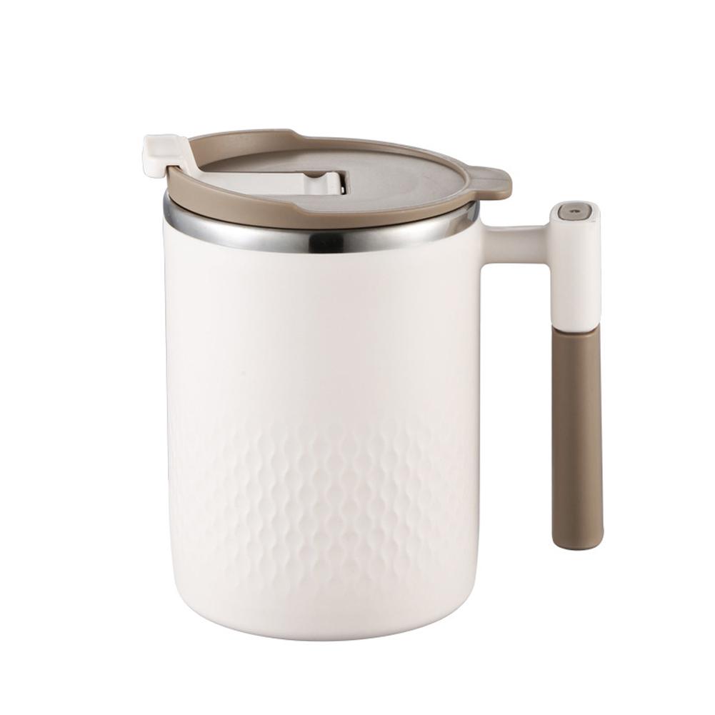 Портативная двухслойная кружка для кофе с защитой от ожогов из нержавеющей стали 304 с ручкой и крышкой, герметичные термокружки