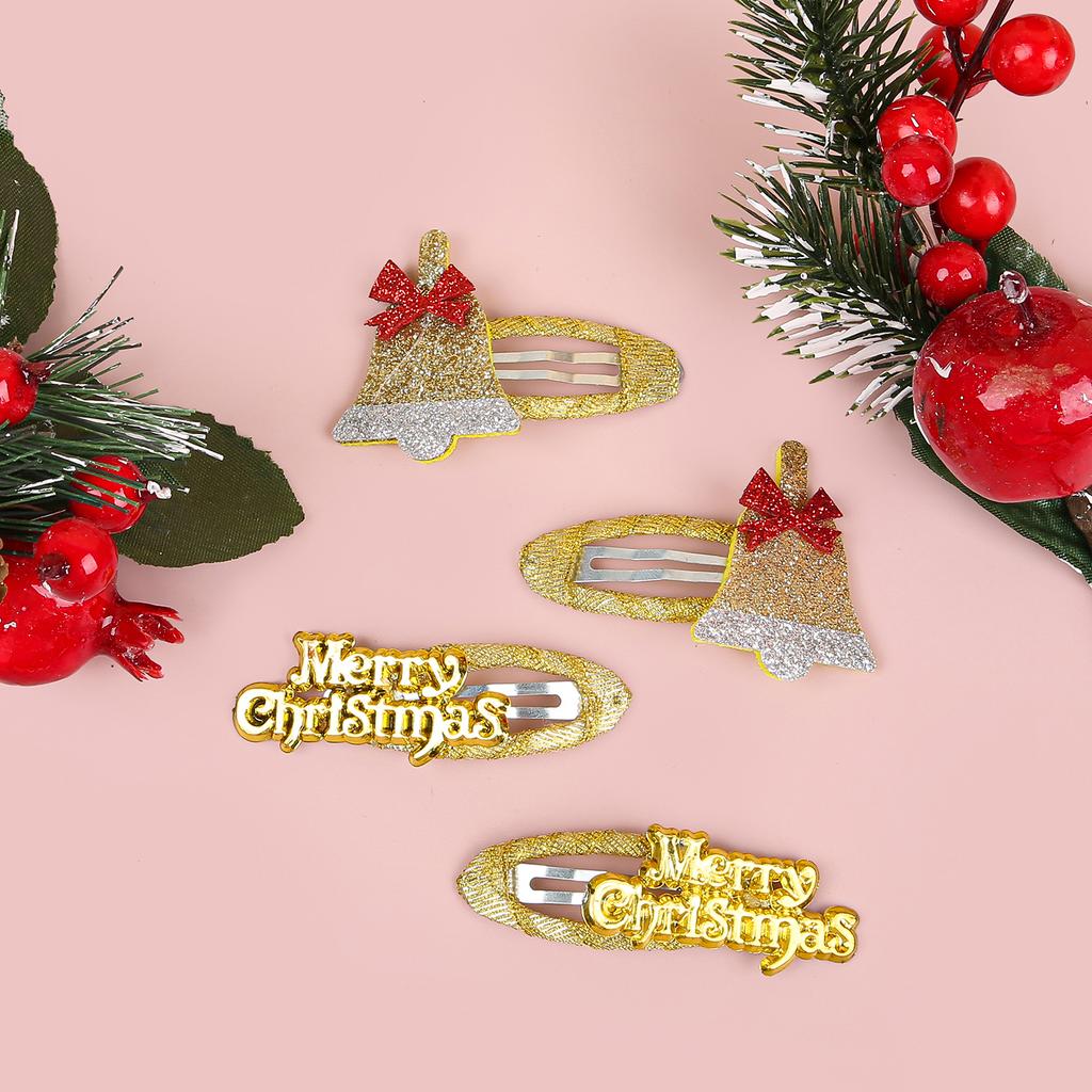 4/12Pcs Girls Christmas Hair Clips Glitter BB Hairpin Cartoon Hairclip Santa Claus Barrette Clips for Kids Hair Accessories