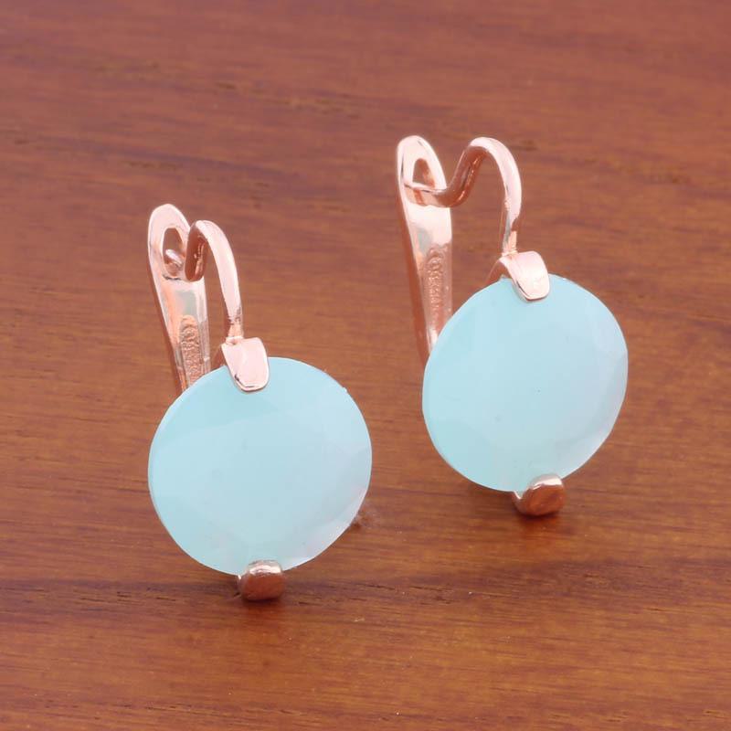 Простые и элегантные круглые серьги с розовым цирконом и застежкой-левербек