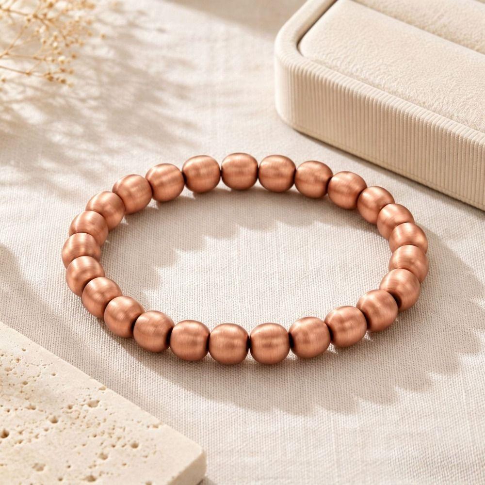 Smooth Beads Pure Copper Bracelet Elastic Cord Beaded Bracelet New Copper Bead Bracelet Women Men
