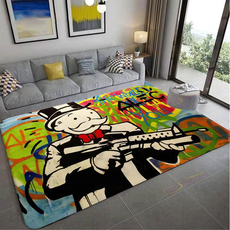 Cartoon Dollar M Monopolies Street Carpet Rug Art for Room Decor Home Bedroom Outdoor Sofa Gift Kids Area Rug Non slip Floor Mat