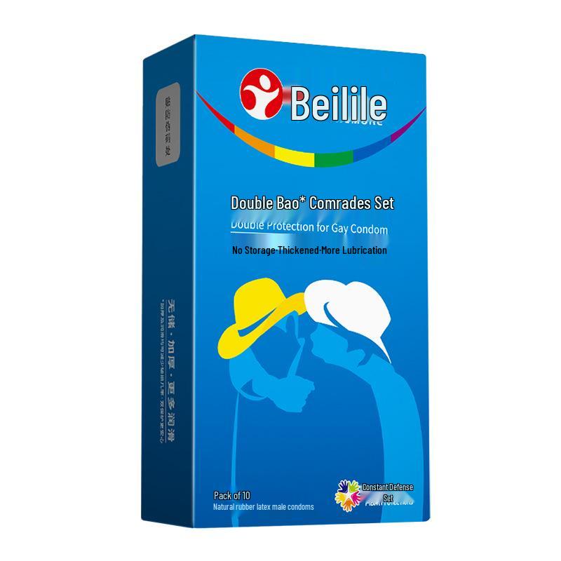 Плотные презервативы Beilile Double Protection - Упаковка 10 шт., Без резервуара, Безопасны для планирования семьи взрослых геев