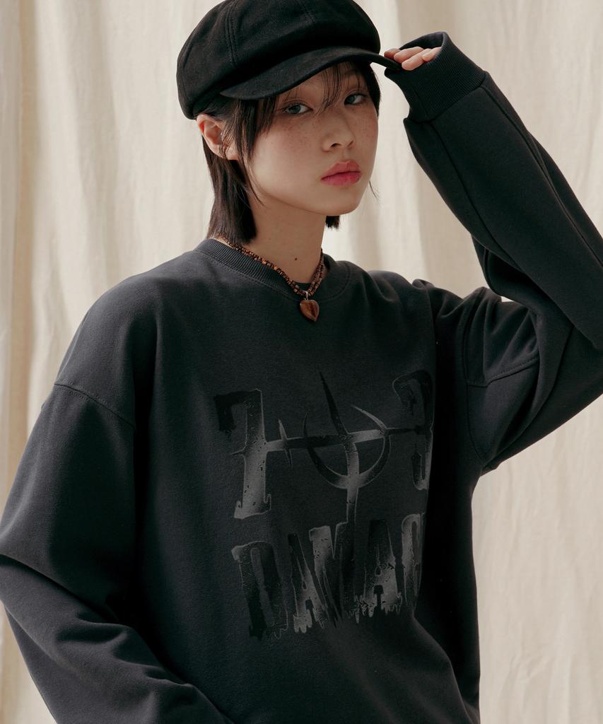 JEMUT Damaged Oversized Sweatshirt Dark Gray Somt2539