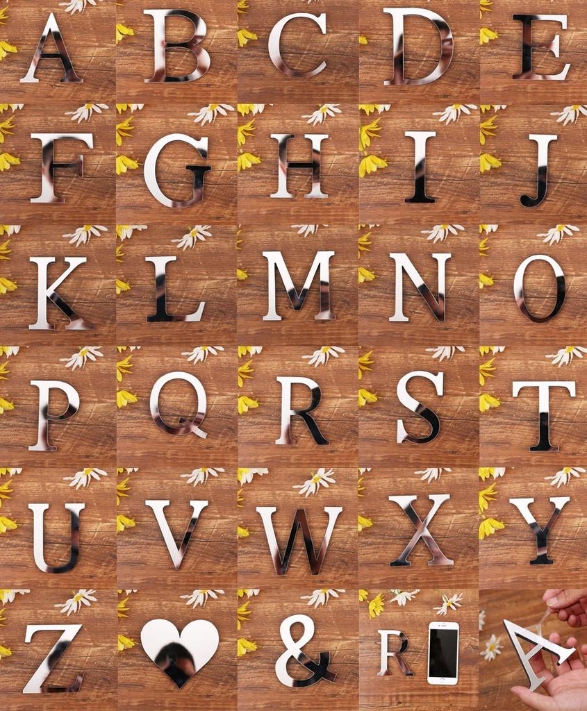 26 Letters DIY 3D Mirror Acrylic Wall Sticker Decals Wall Art Mural for Home Wedding Decor