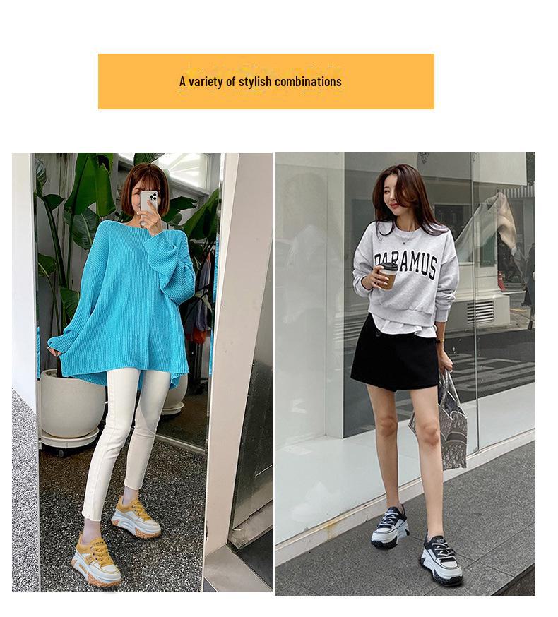 Женские модные папины кроссовки: Легкая, толстой подошвой, увеличивающая рост повседневная спортивная обувь на осень 2024 г.