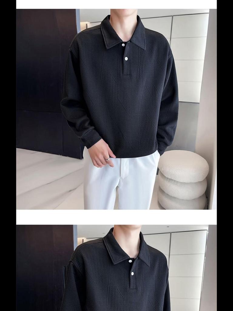 Men's 2023 Autumn/Winter Waffle Lapel Sweatshirt - Trendy, Versatile, Long-Sleeved Top