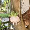 Hanging Swing Chair Planter Pot Cute Smile Face Flower Pot for Indoor Outdoor Plants Resin Head Plant Pots