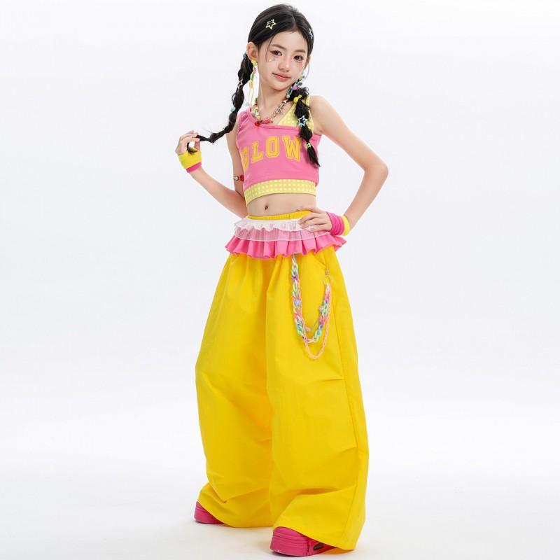 Girls Jazz Dance Costume Kids Hip Hop Performance Outfit Trendy Stage Wear