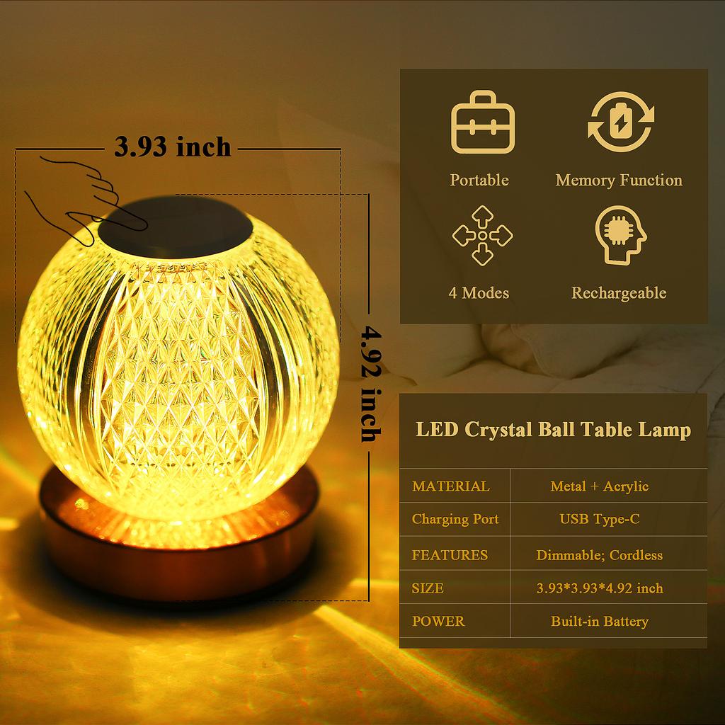 RGB Color Changing Bedside Lamp Cordless Table Lamp Touch Control Remote Control 16 Light Colors Dimmable Night Light Metal Desk Lamp Recharge
