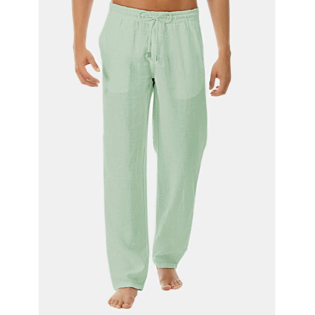 Мужские летние минималистичные и модные брюки из хлопка и льна