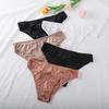 Women Underpants Low-waist Seamless Floral Lace Trim Silky Stretchable Panties Daily Wear Honeymoon Wedding Night Thong