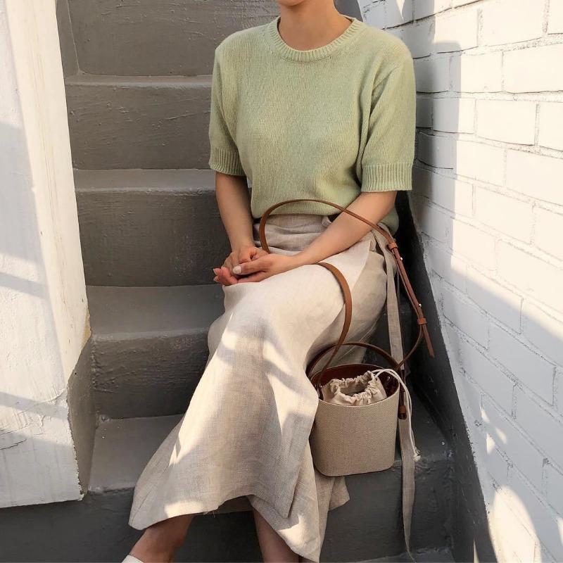 Сумка-ведро из холщовой кожи, весна/лето, контрастная по цвету, маленькая сумка через плечо на одно плечо для женщин