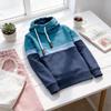 Womens Puffer Hoodie With Colorblock Splicing For Casual Winter Wear