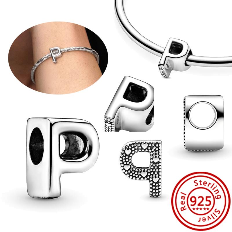 925 Чистая медь Символ бесконечности Полый Круг A-Z 26 Букв Алфавита Сияющие Циркониевые Бусины Подходят для Оригинального Браслета с Шармами Pantaro