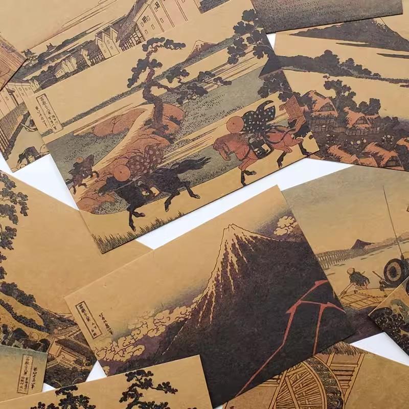 36 Листов/Набор Хокусай: Тридцать шесть видов Фудзи Почтовая открытка Крафт-бумага Ручная роспись Открытки с приветственным посланием Студенческий подарок