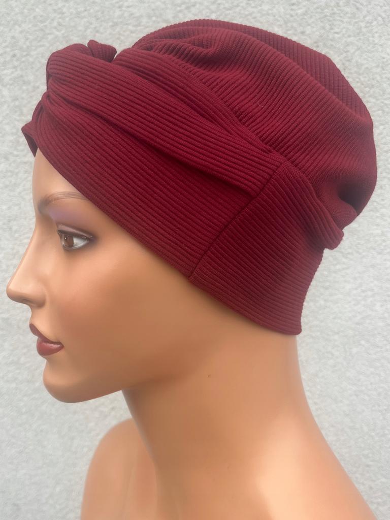 Turban Damski Sara Bordo Wygodna Czapka Z Bawełny Także Po Chemioterapii