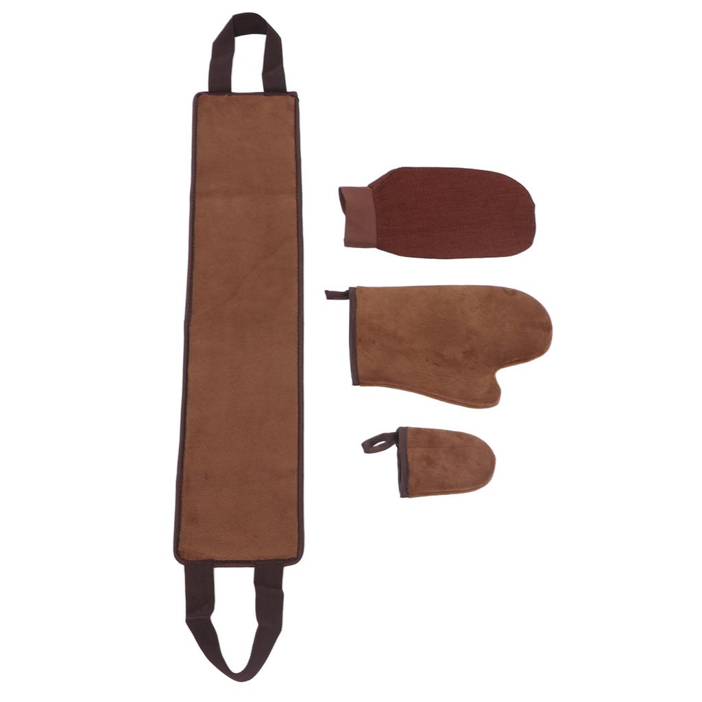 4 Pcs Self Tanner Mitt Tanning Oil Paint Exfoliating Soft Flocking Sunless Reversible Self Tanning