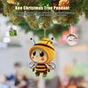 Cartoon Bee Pendant Double-Sided Print Acrylic Craft Handmade Cute Yellow Bee Christmas Tree Ornament for Home Office Car Wall Decoration