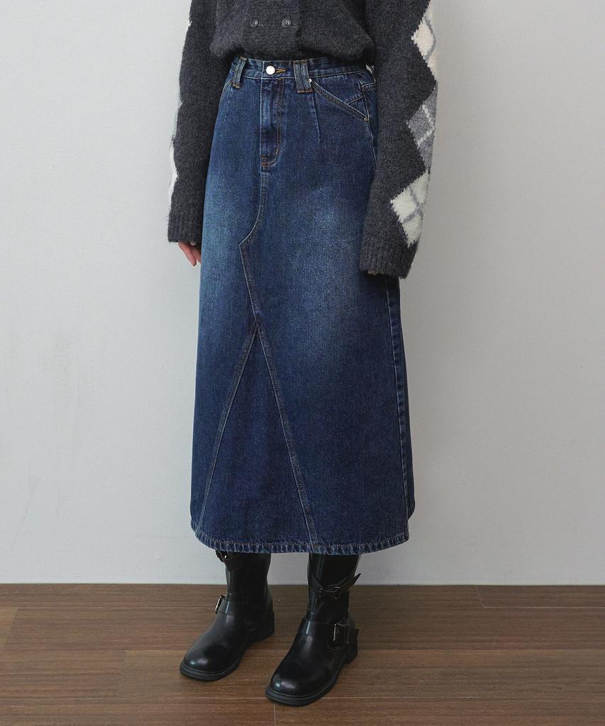 Micene Finley Fringe Denim Long Skirt