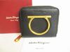Authentic Gancini Black Leather Round Zip Bifold Wallet #8762  Refurbished