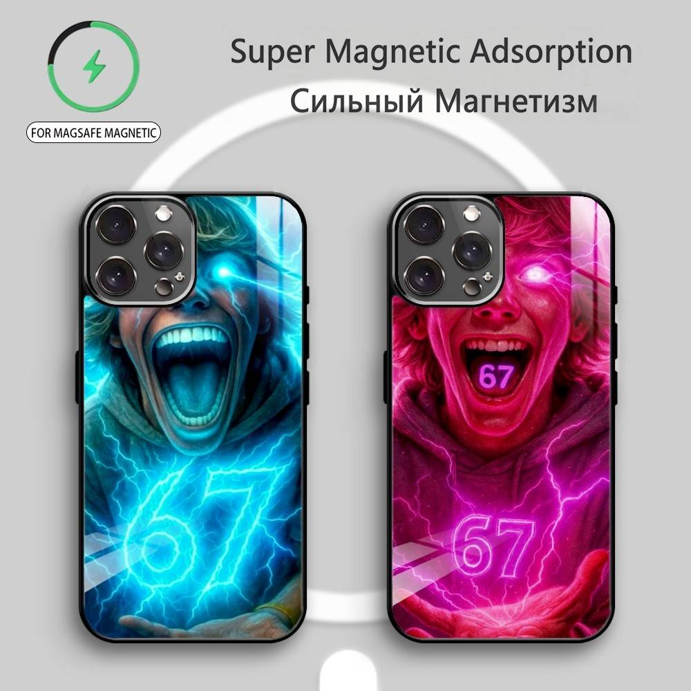 67 S-Six Seven Phone Case For iPhone17,16,15,14,13,12,11 Plus,Pro Max Magnetic For Magsafe Wireless Charging
