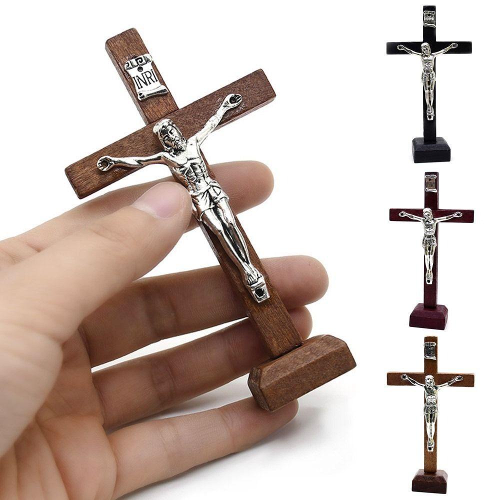 Religious Charm Wood Crucifix With Stand Vintage Religious Decoration Home Decoration