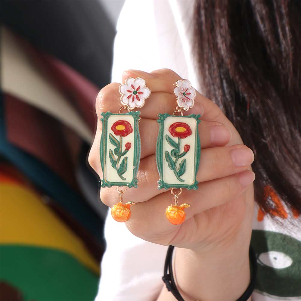 Charm Metal Geometric Stud Earrings Painting Bohemian Dangle Earring Gift