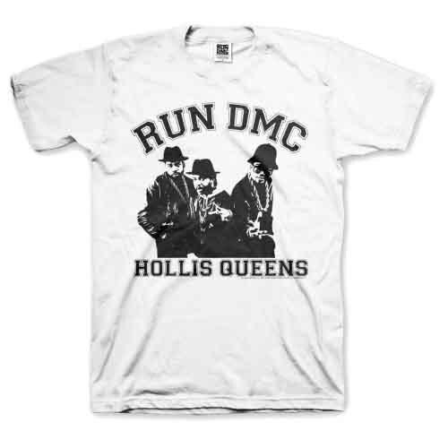 Run DMC Men's Hollis Queen Pose Short Sleeve T-Shirt, White, Small