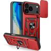 Protective Case - E.F.CONNECTION - for iPhone 17 Pro Max - Shockproof - Red - Back Ring Stand