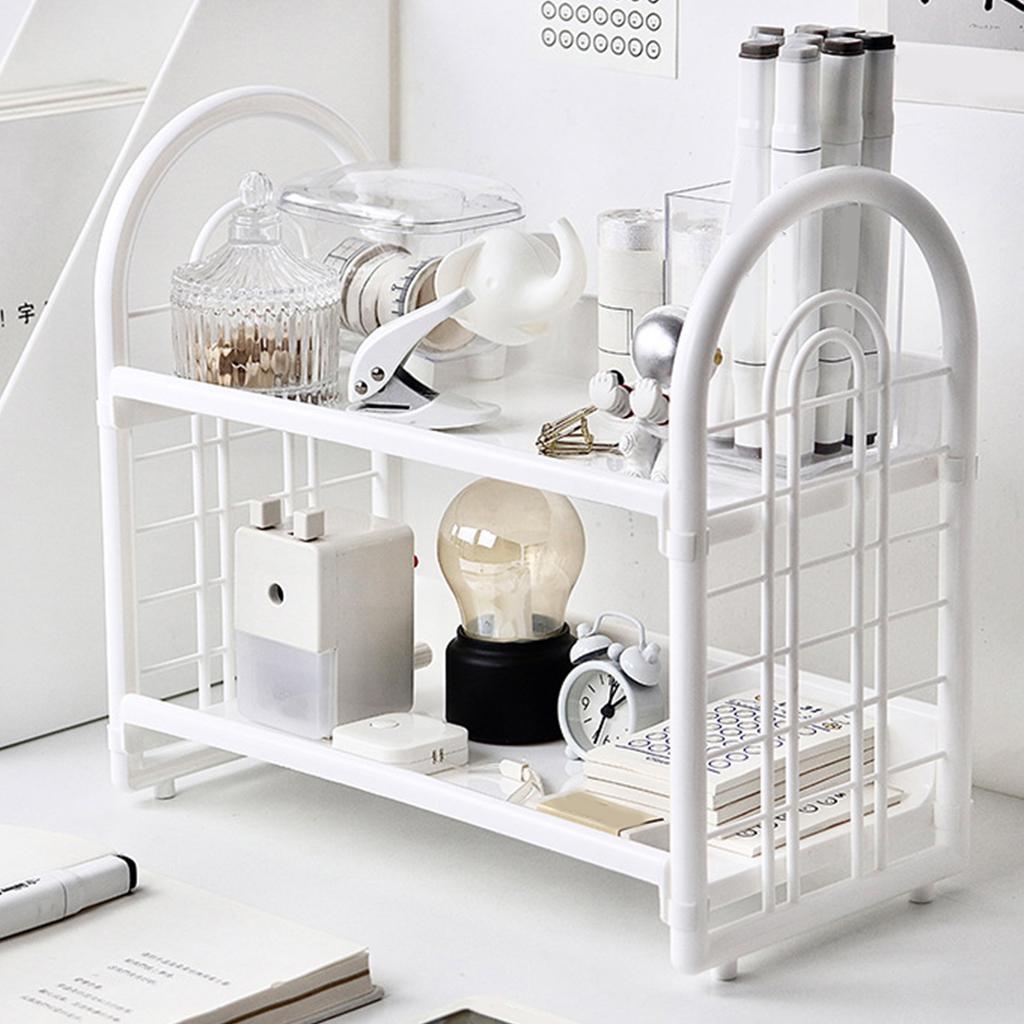 Простая двухъярусная настольная полка для хранения, мини-книжная полка для хранения вещей в офисе общежития