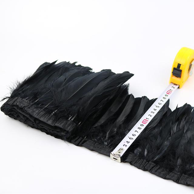 1 Метр Окрашенная Отделка из Гусиного Пера Золотого Цвета для DIY Поделок Вечернее Свадебное Платье Карнавальная Лента Декор для Одежды Плюмаж Аксессуары 15-20см