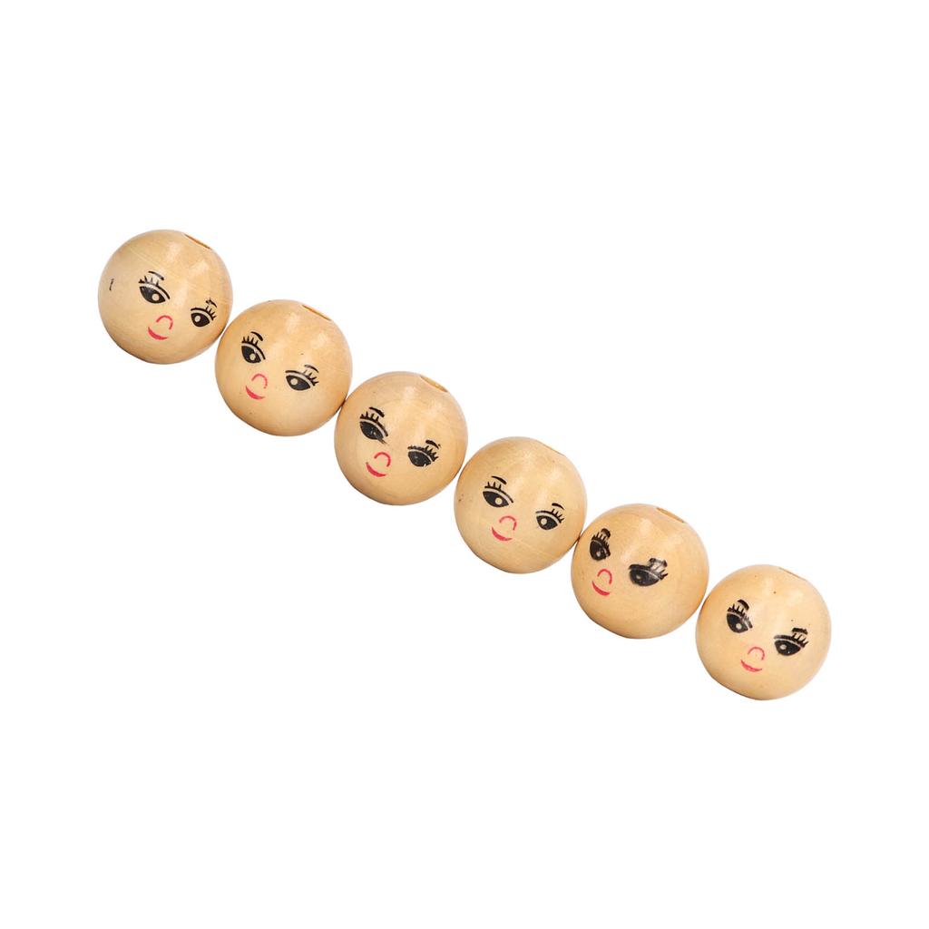 30pcs Wooden Smile Face Beads Log Color DIY Round Wooden Smiley Loose Beads Gift Children Beaded