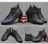 Men Leather Casual Shoes New Spring Autumn Men High Tops Black Leisure Flat Skateboard Shoes Fashion Loafers