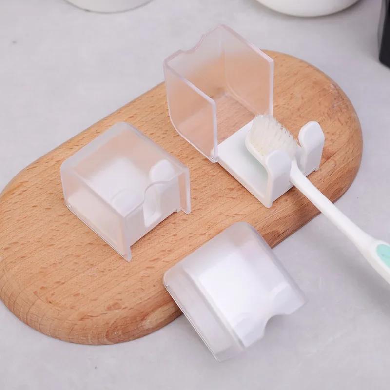 1шт держатель для зубных щеток с крышкой без проколов настенный держатель для зубных щеток самоклеящаяся полка для хранения зубных щеток в ванной комнате