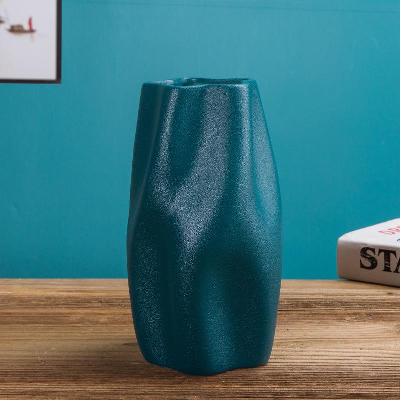 Необычная керамическая ваза белого цвета большого диаметра, композиция из сухих цветов, простое креативное украшение для дома, гостиной, украшение для дома