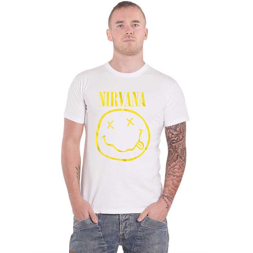 26 Nirvana T Shirt Yellow Smile Band Logo new Official Mens White Unisex T-Shirt